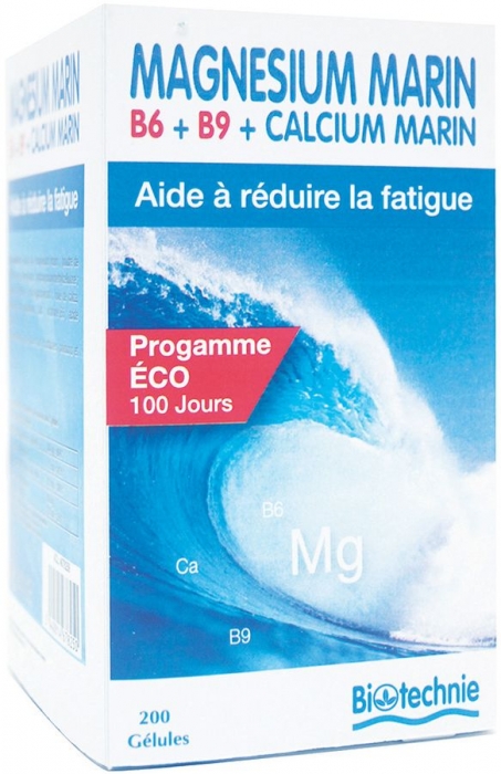 Magnésium Marin B6 + B9 Calcium Marin Fatigue Biotechnie 2X100 Gélules ...